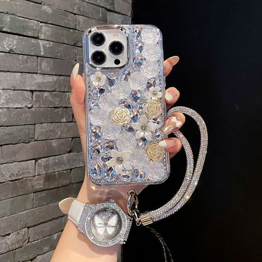 New Bling Rhinestones 3D Flower Phone Case for iPhone