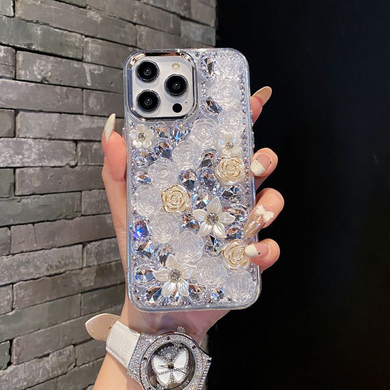 New Bling Rhinestones 3D Flower Phone Case for iPhone