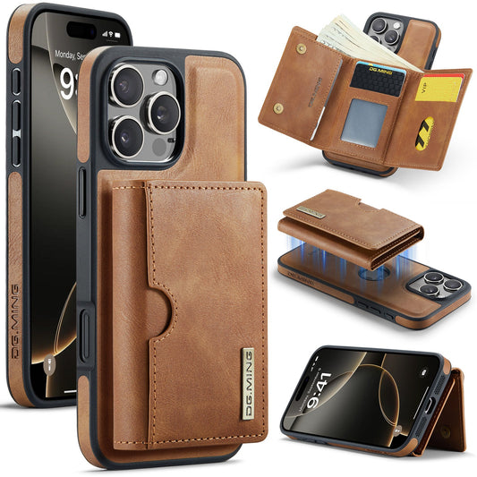 New 2-in-1 RFID Blocking Card Holder Leather Phone Case for iPhone 16 Pro Max