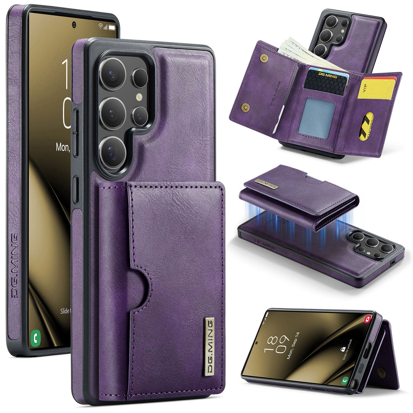 New 2-in-1 RFID Blocking Card Holder Leather Phone Case for Samsung Galaxy S23 Ultra