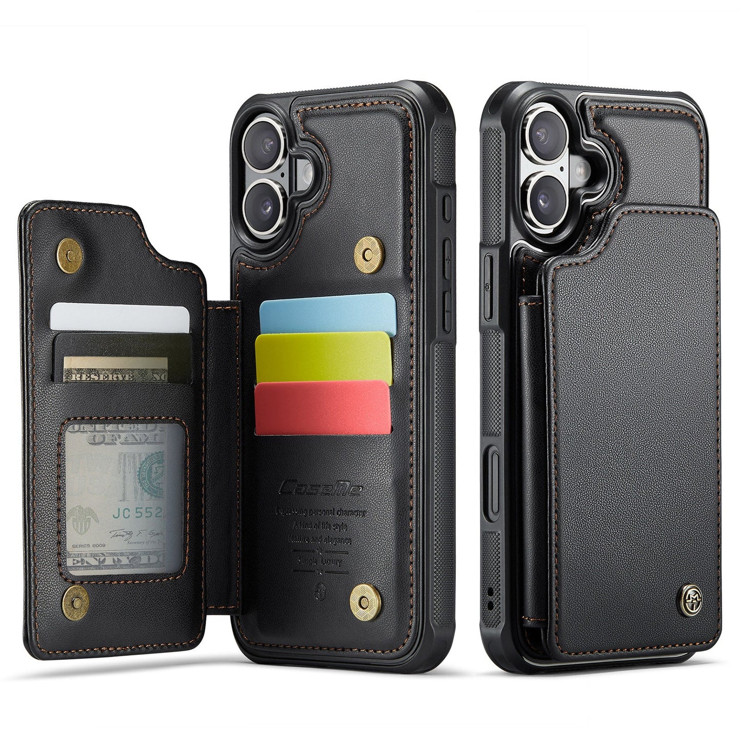 New RFID Blocking Card Holder Leather Phone Case for iPhone Air/17/17 Pro/17 Pro Max