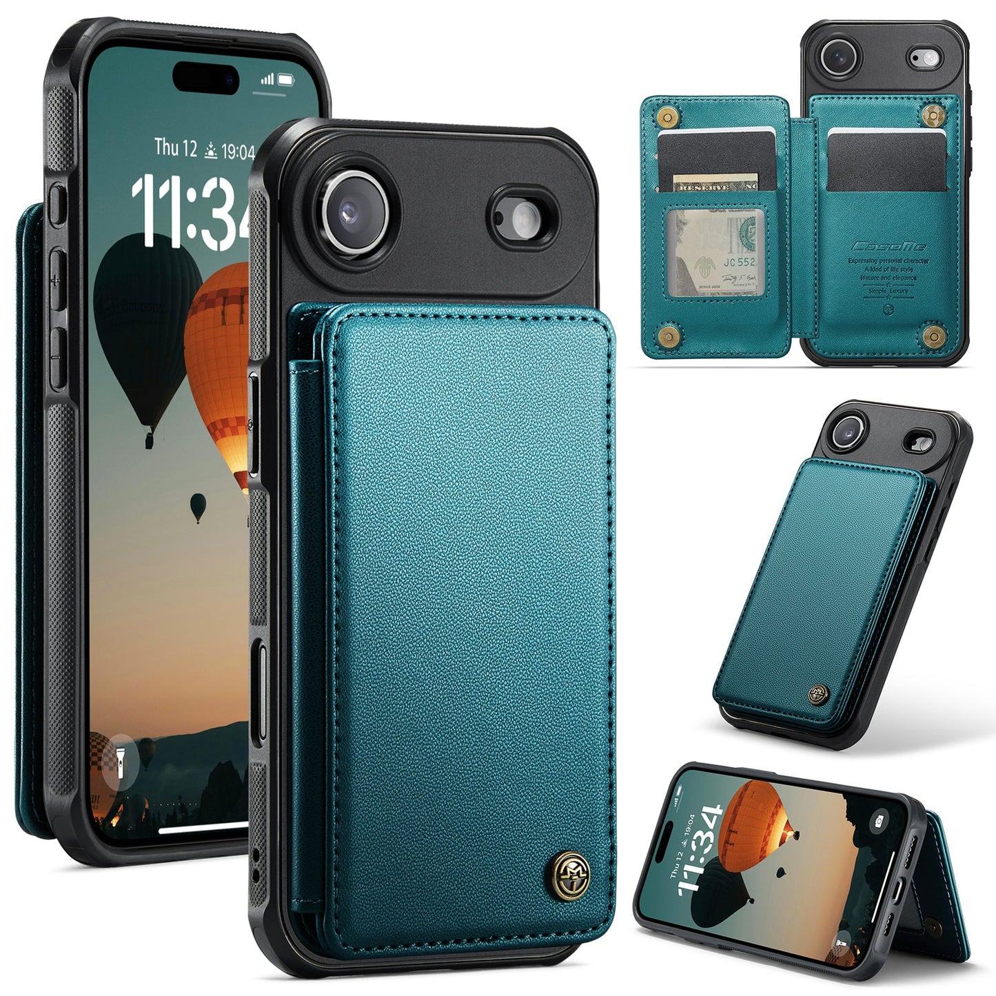 New RFID Blocking Card Holder Leather Phone Case for iPhone Air/17/17 Pro/17 Pro Max