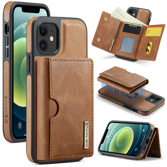 New 2-in-1 RFID Blocking Card Holder Leather Phone Case for iPhone 12