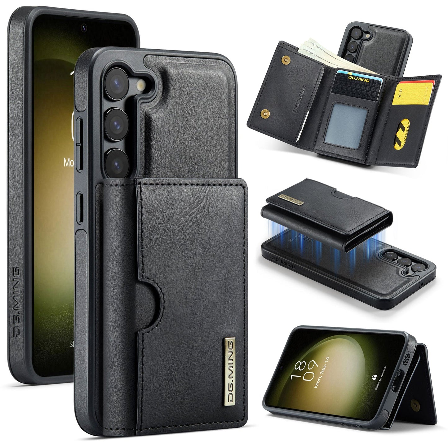 New 2-in-1 RFID Blocking Card Holder Leather Phone Case for Samsung Galaxy S23+