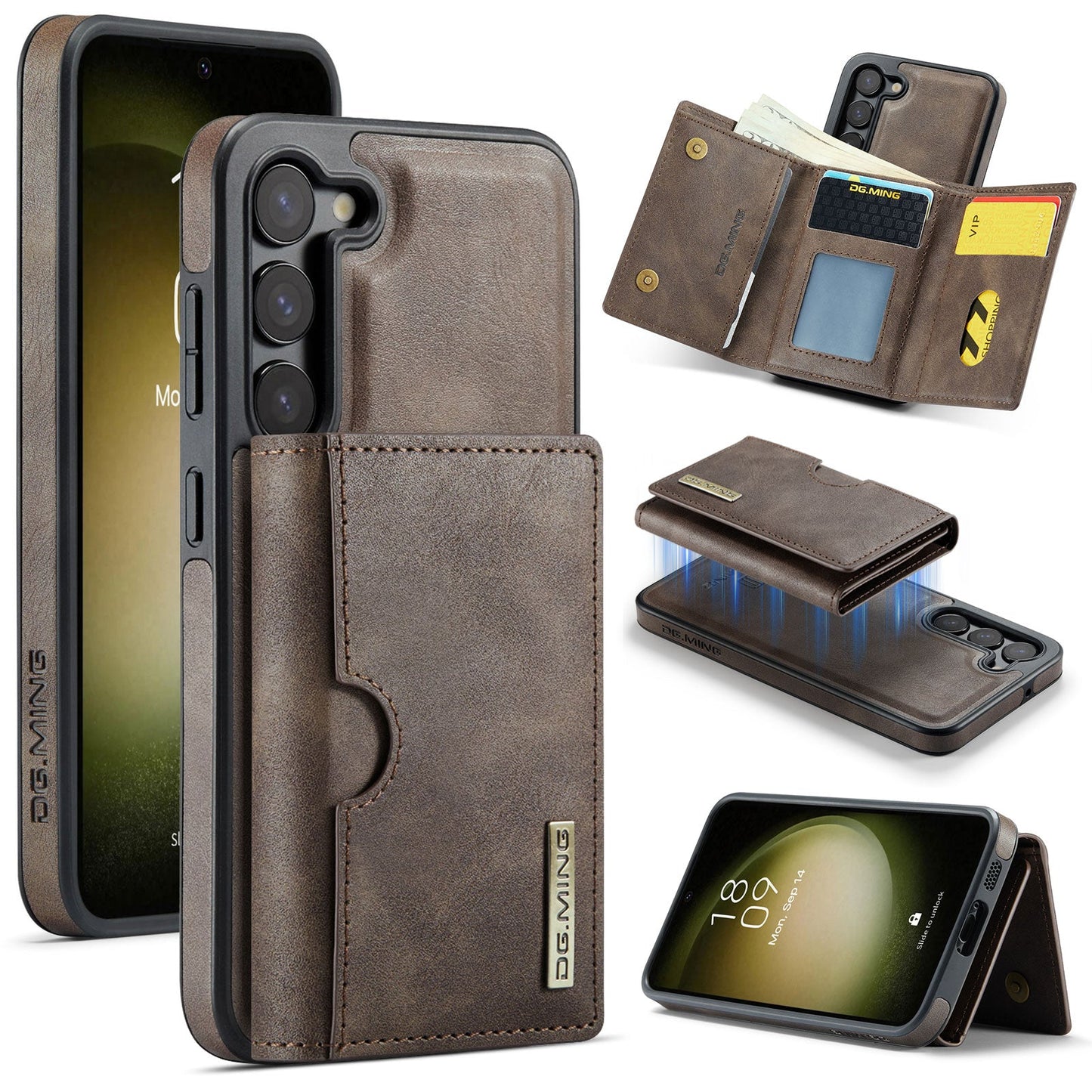 New 2-in-1 RFID Blocking Card Holder Leather Phone Case for Samsung Galaxy S23