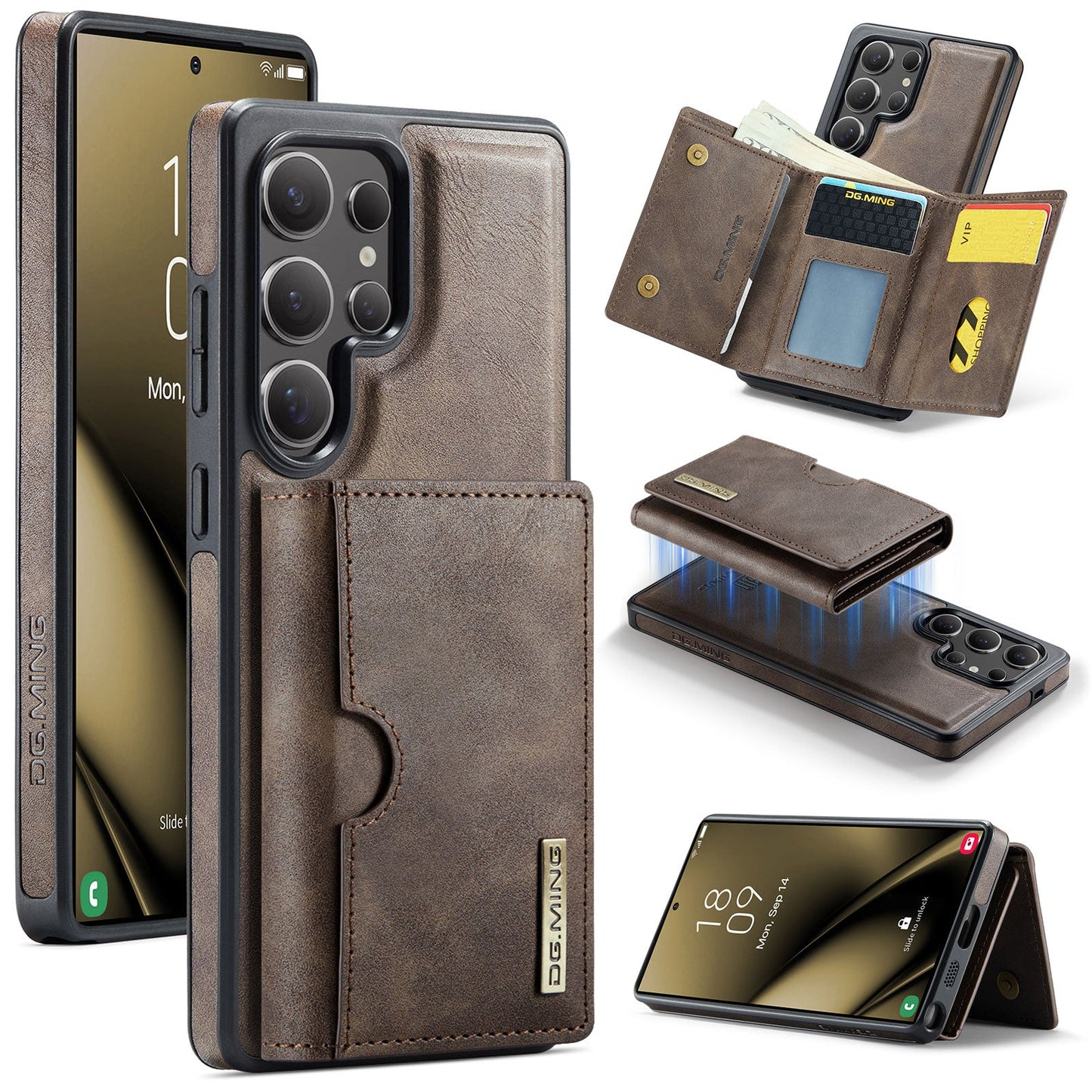 New 2-in-1 RFID Blocking Card Holder Leather Phone Case for Samsung Galaxy S23 Ultra