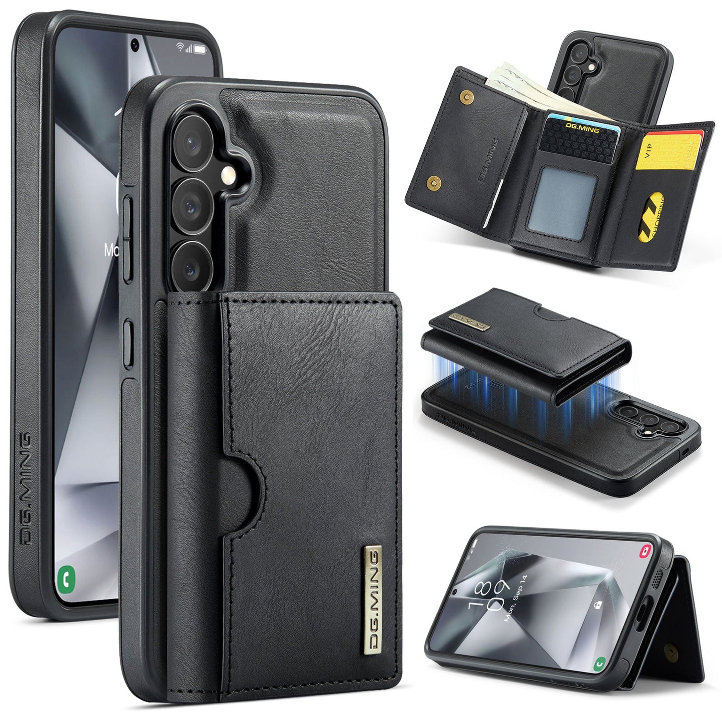 New 2-in-1 RFID Blocking Card Holder Leather Phone Case for Samsung Galaxy S24
