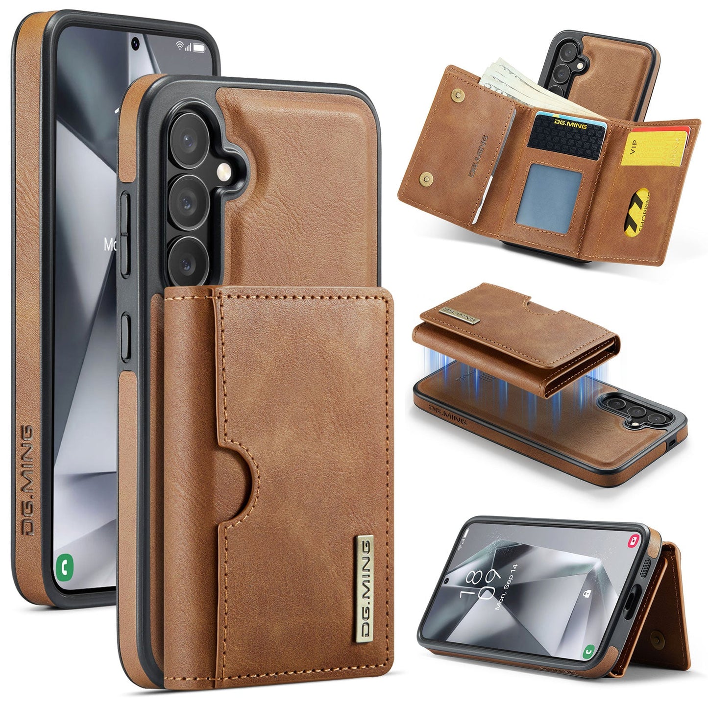 New 2-in-1 RFID Blocking Card Holder Leather Phone Case for Samsung Galaxy S24
