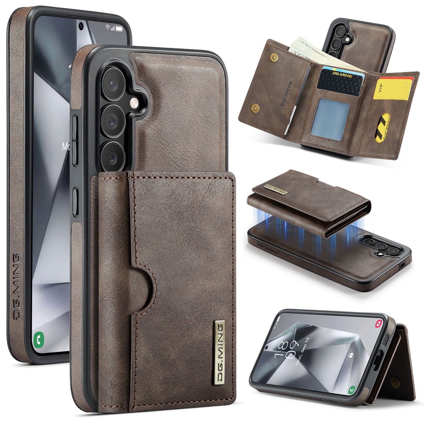 New 2-in-1 RFID Blocking Card Holder Leather Phone Case for Samsung Galaxy S24
