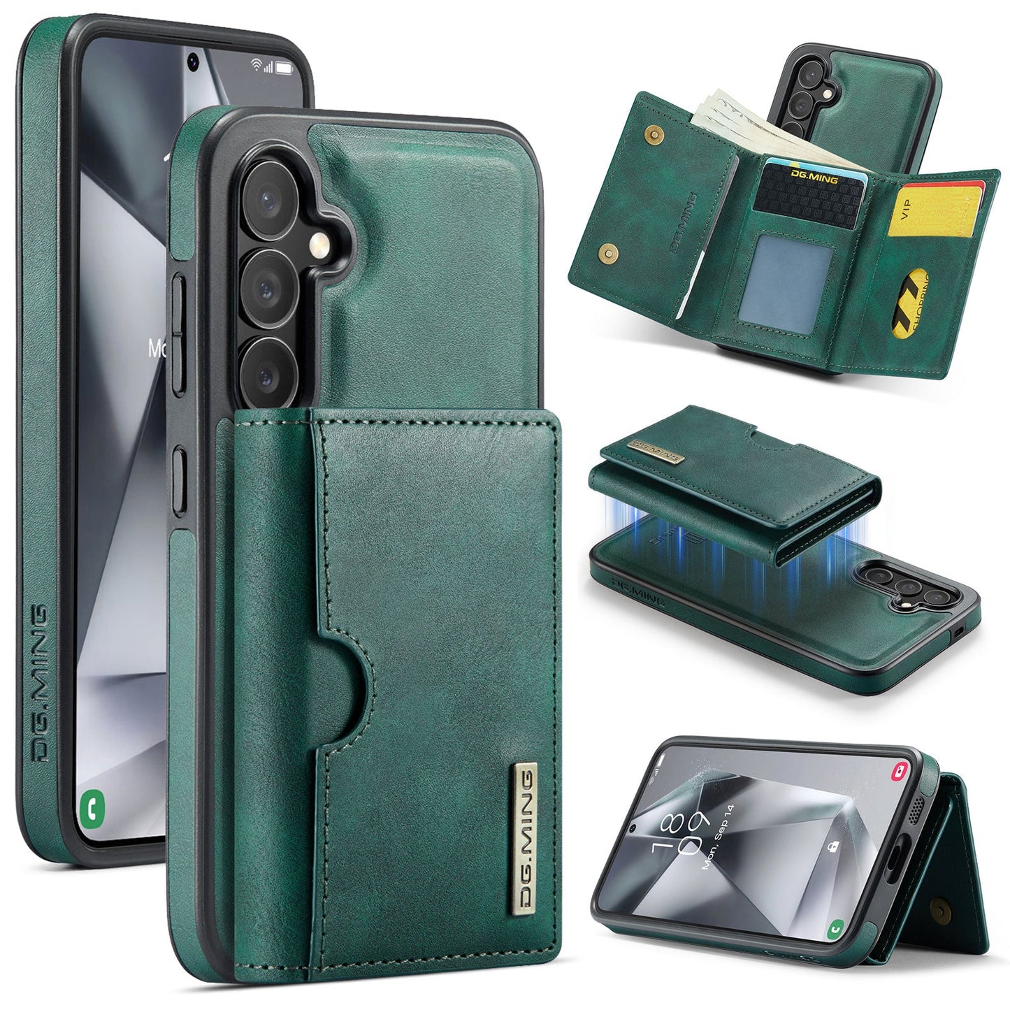 New 2-in-1 RFID Blocking Card Holder Leather Phone Case for Samsung Galaxy S24