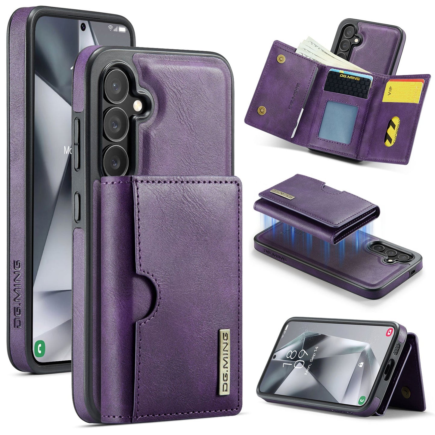 New 2-in-1 RFID Blocking Card Holder Leather Phone Case for Samsung Galaxy S24 FE